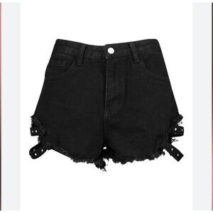 Shein Cut-Off Shorts Women's Size 6 Black Denim Cotton Blend Regular Fit Pockets